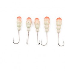 Мормышка полимерная Яман Опарыш с отверстием, кр. №10, цв. фосфор-красный (уп. 5 шт.)