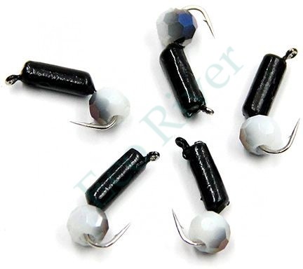 Мормышка безнасадочная Яман Гвоздешарик черный, d-3 мм, вес 0,85 г, кристалл белый (уп. 5 шт.)