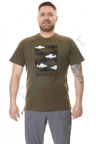 Футболка GRAYLING Fishes (Фишс) (хлопок, хаки) GTS-05KH
