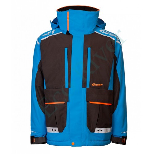 Костюм рыболовный Graff зимний (поплавок, до -15 гр.) размер 4XL/176-182 (Bratex 8000, черно-голубой)