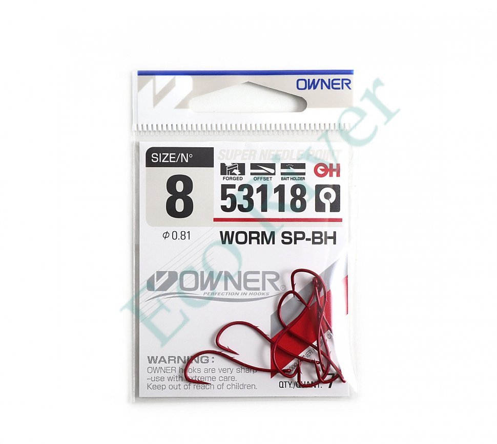 Крючок Owner Worm SP-BH bloody red №8 7шт