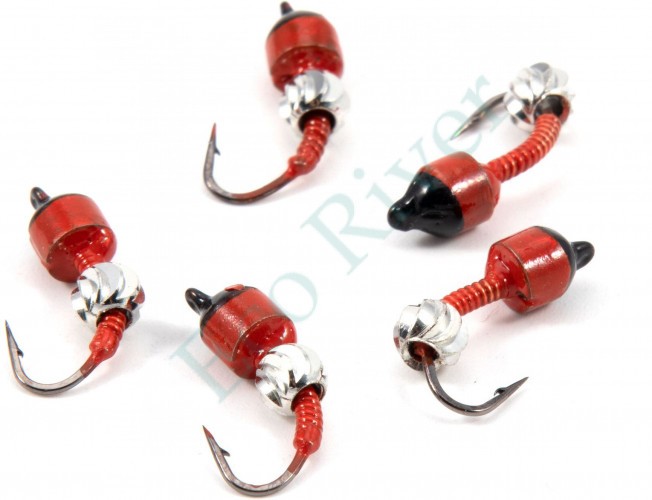 Мормышка вольф. безнасадочная Яман Лесотка №4, d-4 мм, L-10 мм, вес 1,00 г, зефир серебро, цв. кра