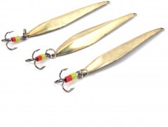 Блесна вертикальная Яман Булава с тройником,размер 60 мм, вес 10,7 г, цвет латунь (уп.3 шт.)/150/