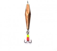 Блесна вертикальная Яман Торпедка Курского 2 с тройником, размер 36 мм, вес 3 г, цвет никель/медь