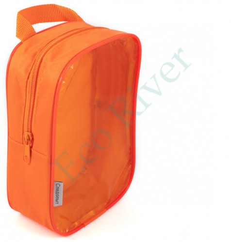 Косметичка Следопыт, 15Х21х7 см, ПВХ, на молнии, с ручкой, цв. оранжевый/25/