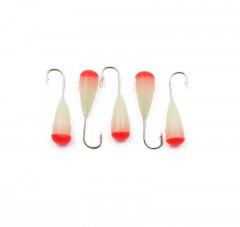Мормышка полимерная Яман Конус крас. шап. с отверстием, кр. №10, цв. фосфор-красн. (уп. 5 шт.)