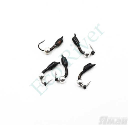 Мормышка вольф. безнасадочная ЯМАН Лесотка №2, d-2,5 мм, L-8 мм, вес 0,45 г, серебряный шар, цв. черный (уп. 5 шт.)