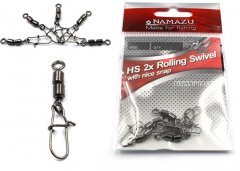Вертлюг двойной с застежкой Namazu HS 2X ROLLING SWIVELS WITH NICE SNAP, цв. BN, р. 5, test-15 кг (у