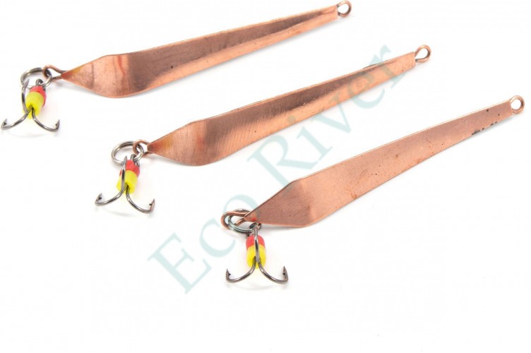 Блесна вертикальная Яман Уловистая с тройником,размер 45 мм, вес 3 г, цвет медь (уп.3 шт.)/150/