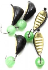 Мормышка вольф. безнасадочная Яман Жучок №5, вес 1,25 гр., кошачий глаз сверленый, цв. латунь (уп.