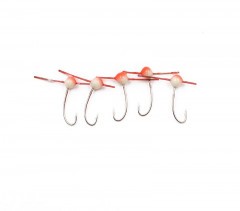 Мормышка полимерная Яман Шар крас. шап. с отверстием, d-3 мм, кр. №16, цв. фосфор-красн. (уп. 5 шт