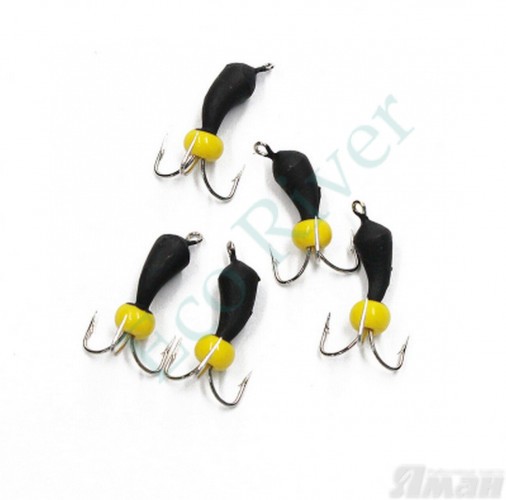 Мормышка вольф. безнасадочная Яман Черт-банан с петлей, d-3 мм, вес 0,6 г, бисер, цв. флуор. желты