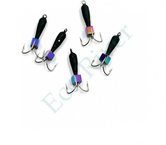 Мормышка вольф. безнасадочная Яман Черт с петлей (длинный), d-5 мм, вес 2,0 г, кубик хамелеон (уп.