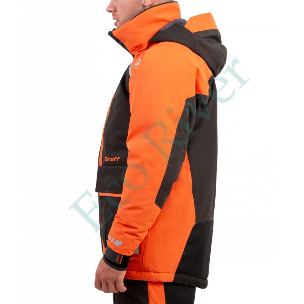 Костюм рыболовный Graff зимний (поплавок, до -15гр.) размер 2XL/176-182 (Bratex 8000, оранжево-черный)