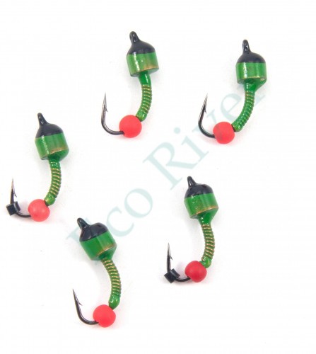 Мормышка вольф. безнасадочная Яман Лесотка №4, d-4 мм, L-10 мм, вес 1,00 г, фц. красный шар, цв. с