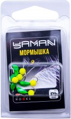 Мормышка безнасад. Яман Банан зеленый, d-3 мм, вес 0,5 г, шарик желтый неон (уп. 5 шт.)