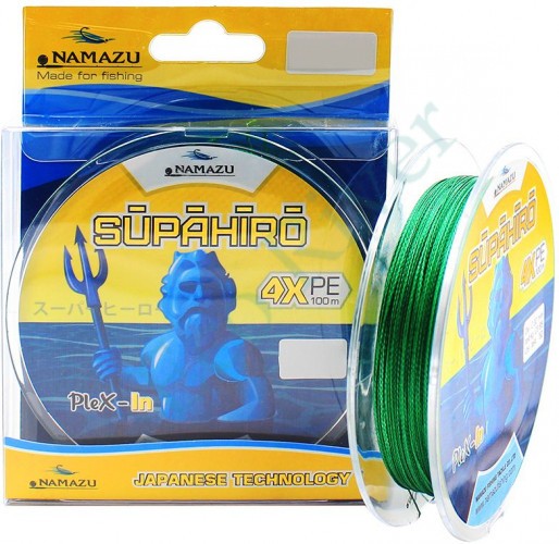 Шнур плетеный Namazu Supahiro 4Х, L-100 м, d-0,1 мм, test-4,4 кг, болотно-зеленый (мох)/100/