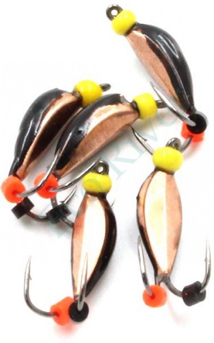 Мормышка вольф. безнасадочная Яман Нимфа коза узкая №2, вес 0,60 гр.,цв. медь, (уп.5 шт.)