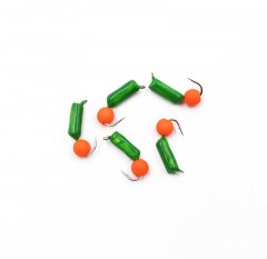 Мормышка безнасадочная Яман Гвоздешарик зеленый, d-2,5 мм, вес 0,6 г, шарик оранжевый неон (уп. 5