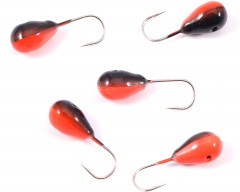 Мормышка вольфрамовая Яман  Капля с отв, р.5, вес1,70,цв.черн/кр.(уп.5 шт.)