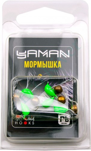 Мормышка безнасад. Яман Банан зеленый, d-3,5 мм, вес 0,7 г, шарик латунный (уп. 5 шт.)