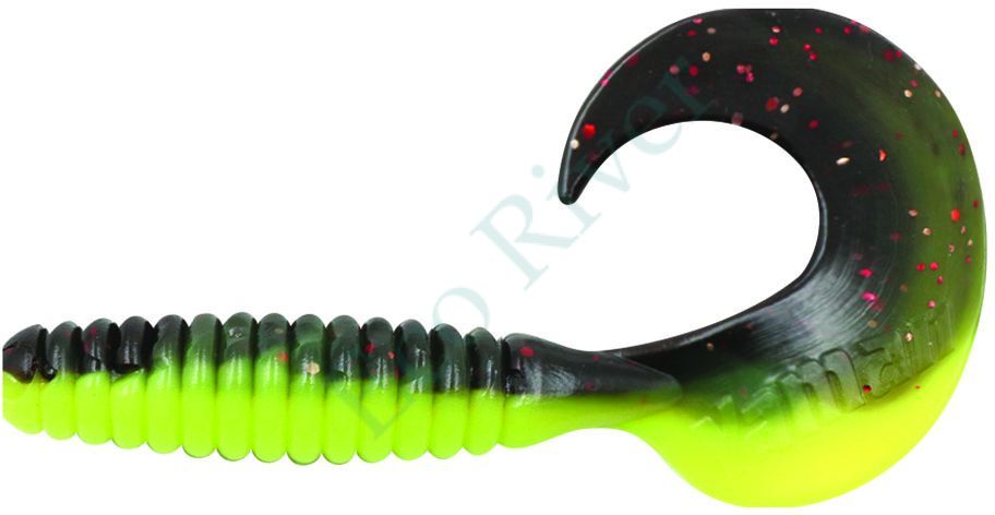 Твистер Yaman PRO Spiral, р.2.5 inch, цвет #32 - Black Red Flake/Chartreuse (уп.10 шт)