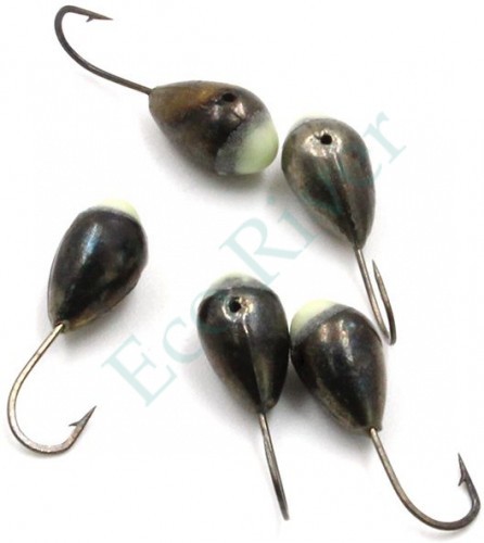 Мормышка Яман капля с отв.,BN, с фосф. пяткой, d 3, вес 0,2 г (уп. 5 шт.)