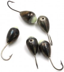 Мормышка Яман капля с отв.,BN, с фосф. пяткой, d 3, вес 0,2 г (уп. 5 шт.)