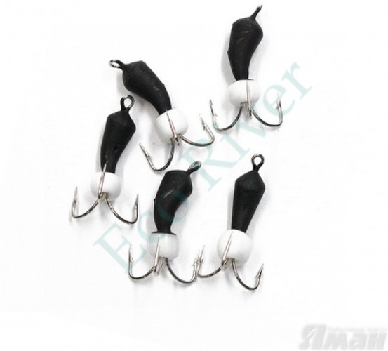 Мормышка вольф. безнасадочная Яман Черт-банан с петлей, d-3 мм, вес 0,6 г, бисер, цв. флуор. белый