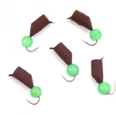 Мормышка безнасад. Яман Гвоздешарик матовый шоколад , d-3,5 мм, вес 1 г, кошачий глаз зел(уп.5шт)