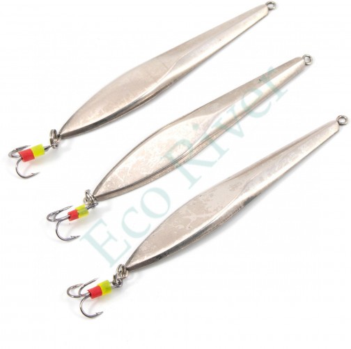 Блесна вертикальная Яман Щучья с тройником, размер 70 мм, вес 11,5 г, цвет никель (уп.3 шт.)/150/