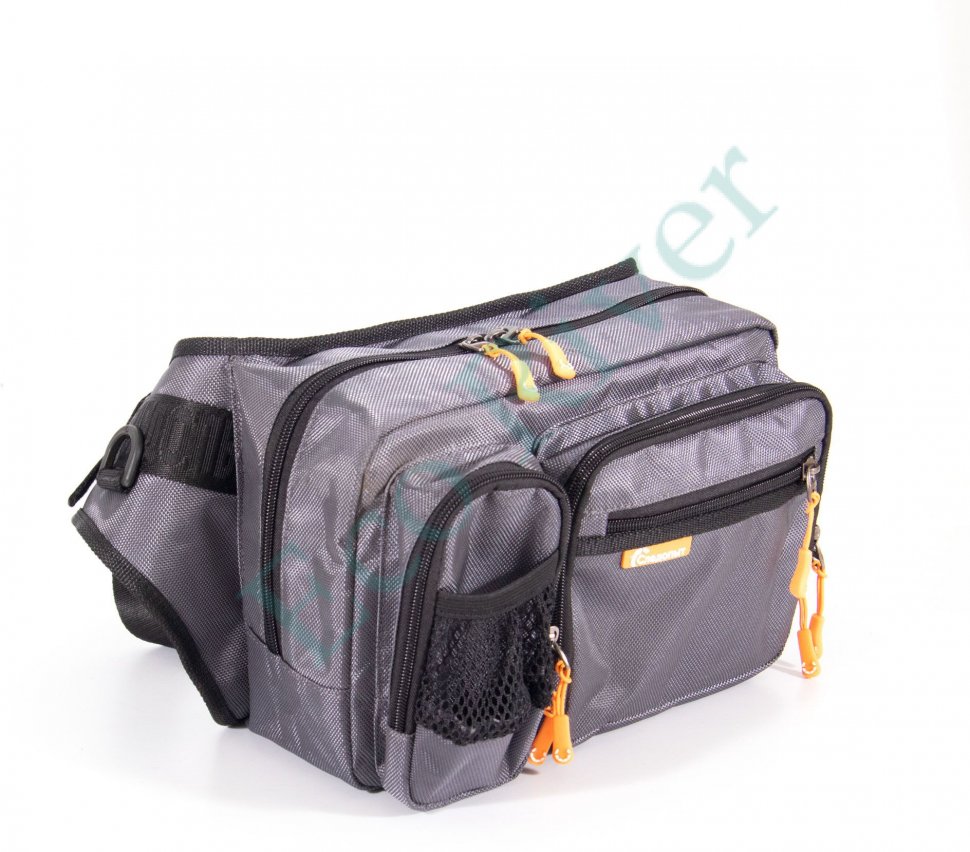 Сумка рыболовная Следопыт Fishing Hip Bag, 28х21х17 см, цв. серый/6/