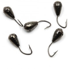 Мормышка вольф. точеная Яман Капля с отв., р.4, вес 1,1, цв. черн. никель (уп. 5 шт.)