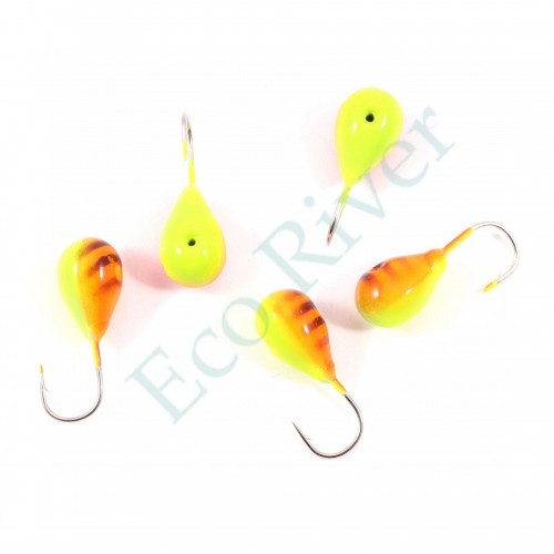 Мормышка вольфрамовая Яман Капля с отв, р.5,5, вес 2,20 цв.жел.-оранж.(уп.5 шт.)