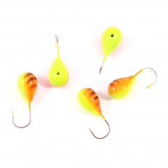 Мормышка вольфрамовая Яман  Капля с отв, р.5,5, вес 2,20 цв.жел.-оранж.(уп.5 шт.)