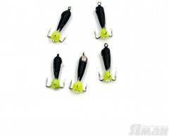 Мормышка вольф. безнасадочная Яман Черт с петлей с коронкой из никеля (длинный), d-2 мм, вес 0,5 г