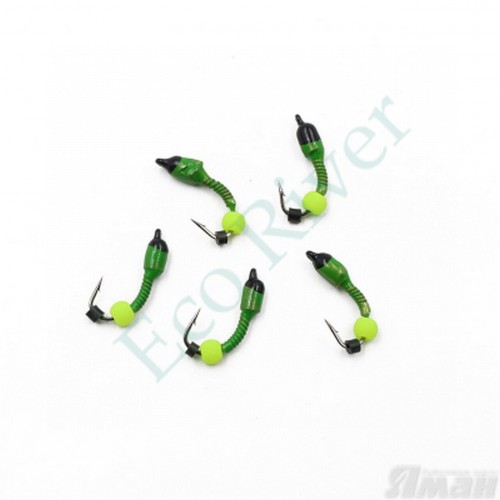 Мормышка вольф. безнасадочная ЯМАН Лесотка №2, d-2,5 мм, L-8 мм, вес 0,35 г, фц. желтый шар, цв. салатовый (уп. 5 шт.)