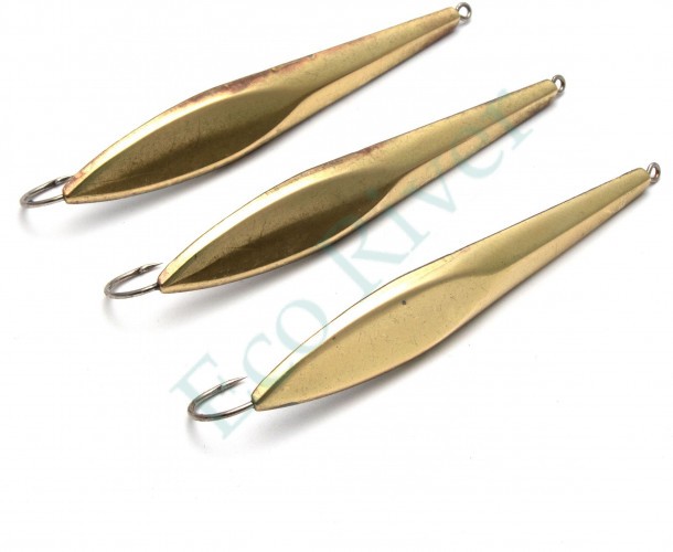 Блесна вертикальная Яман Щучья, размер 70 мм, вес 11,5 г, цвет латунь (уп.3 шт.)/150/