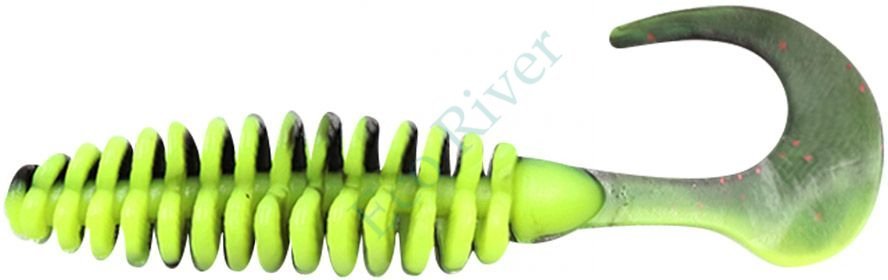 Твистер Yaman PRO Battery Tail, р.5 inch, цвет #32 - Black Red Flake/Chartreuse (уп. 3 шт.)