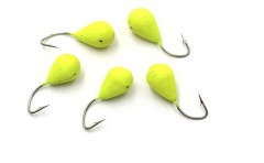 Мормышка вольф. точеная Яман Капля с отв., р.5, вес 1,8, цв. желтый (уп. 5 шт.)