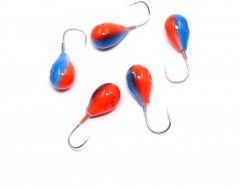 Мормышка вольфрамовая Яман  Капля с отв, р.5,5, вес 2,20 цв.красно-синий(уп.5 шт.)
