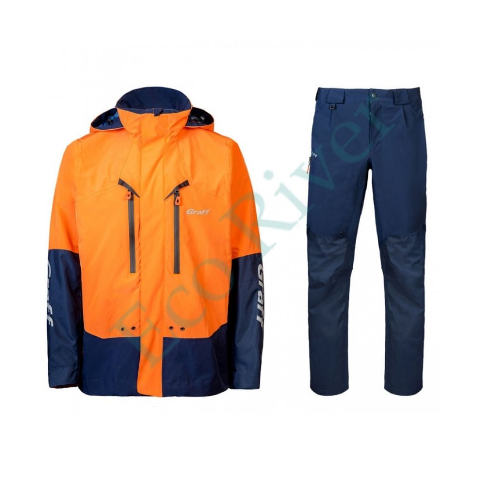 Костюм рыболовный Graff демисезонный размер S/170-176 (Bratex 10000, оранжево-синий)