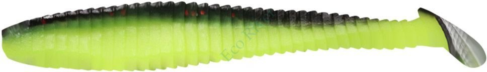 Виброхвост Yaman PRO Flatter Shad, р.4 inch, цвет #32 - Black Red Flake/Chartreuse (уп. 5 шт.)
