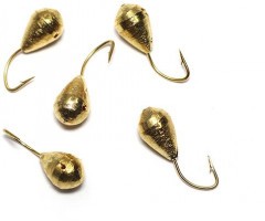 Мормышка вольф. точеная Яман Капля с отв., р.5, вес 1,8, цв. золото (уп. 5 шт.)