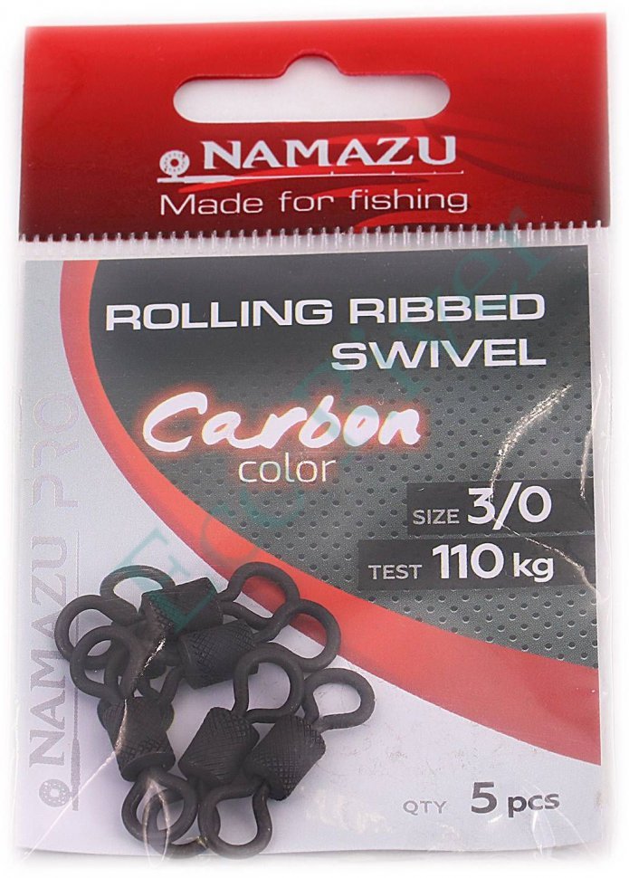 Вертлюг Namazu Pro ROLLING RIBBED SWIVEL, латунь, цв. Carbon, р. 3/0, test-110 кг (уп. 5 шт.)/1000/