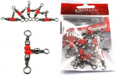 Вертлюг тройной Namazu TRIPPLE SWIVEL, латунь, цв. BN, р. 3 х 5, test-32 кг (уп.10 шт)/500/