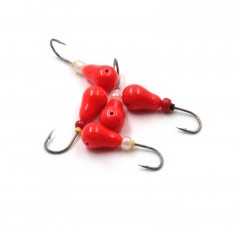 Мормышка литая Яман Груша, вес 0,5 гр., кр. Kumho №26, цв. фц. красный (уп. 5 шт.)