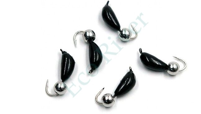 Мормышка безнасадочная Яман Банан черный, d-3 мм, вес 0,5 г, шарик никелированный (уп. 5 шт.)
