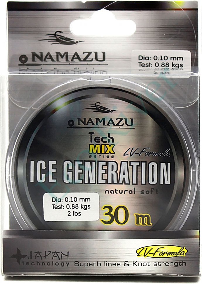 Леска Namazu Ice Generation, L-30 м, d-0,10 мм, test-0,88 кг, прозрачная/10/