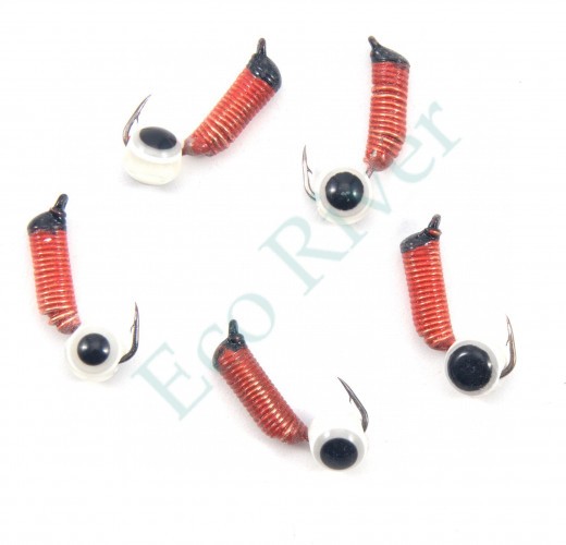 Мормышка вольф. безнасадочная Яман Ручейник №3, d-1.5 мм, L-8.5 мм, вес 0,45 гр., рыбий глаз, цв.